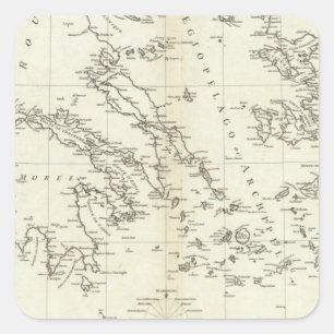 Kaart met de graven Griekenland en Turkije Vierkante Sticker