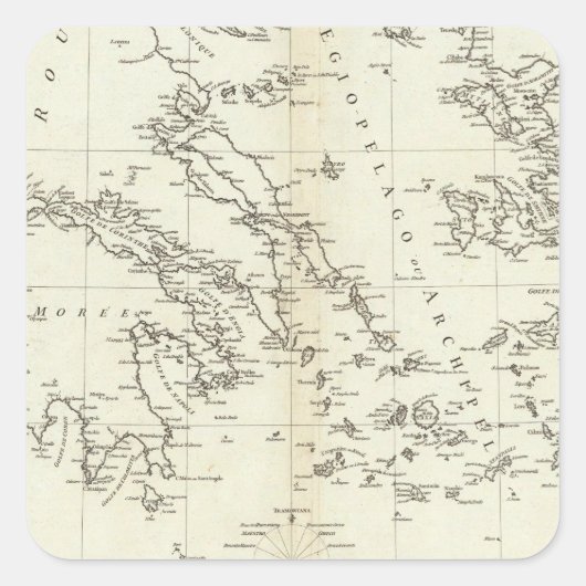 Kaart met de graven Griekenland en Turkije Vierkante Sticker (Voorkant)