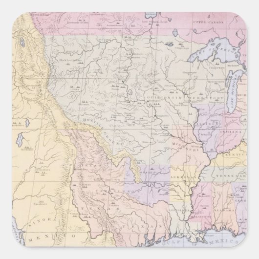 Kaart met de plaatsen van de Indiase stammen Vierkante Sticker (Voorkant)