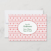 Kaart met de rode kerstbal voor kerstmis (Achterkant)