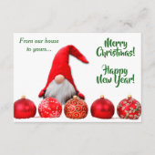 Kaart met de rode kerstbal voor kerstmis (Voorkant)
