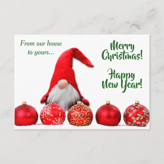 Kaart met de rode kerstbal voor kerstmis (Voorkant)