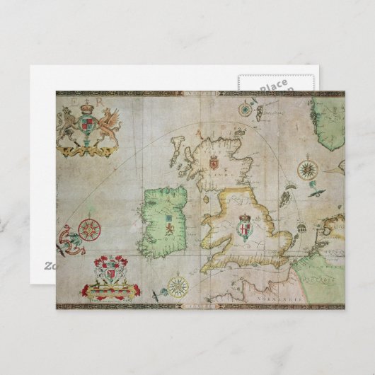 Kaart met de route van de vloot van Armada (Voorkant / Achterkant)