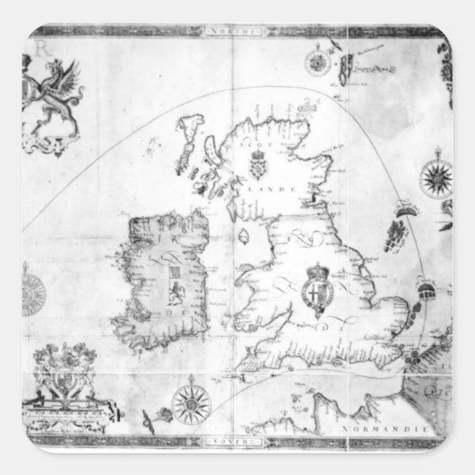 Kaart met de route van de vloot van Armada Vierkante Sticker (Voorkant)