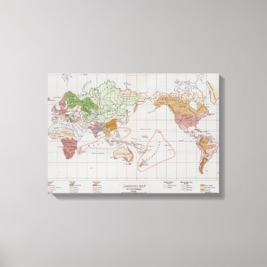 Kaart met de talen van de wereld canvas afdruk (Voorkant)