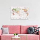 Kaart met de talen van de wereld canvas afdruk (Insitu (Woonkamer))