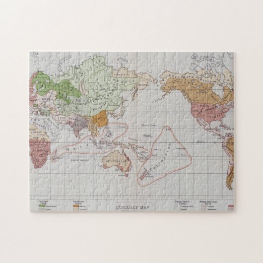 Kaart met de talen van de wereld legpuzzel (Horizontaal)