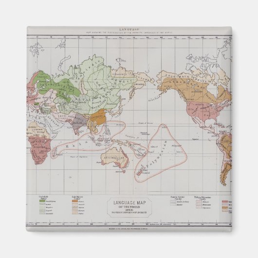 Kaart met de talen van de wereld magneet (Voorkant)