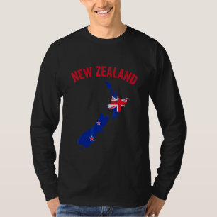 Kaart met de vlag van Nieuw-Zeeland voor de kandid T-shirt