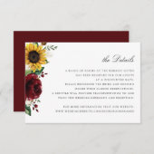 Kaart met details over het huwelijk met zonnebloem (Voorkant / Achterkant)