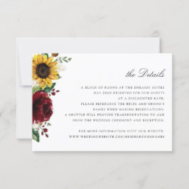 Kaart met details over het huwelijk met zonnebloem