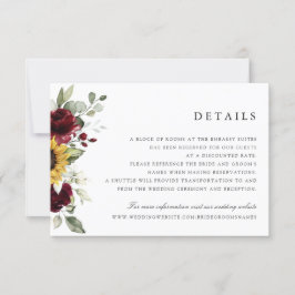 Kaart met details over het huwelijk met zonnebloem