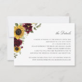 Kaart met details over het huwelijk met zonnebloem (Voorkant)