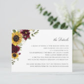 Kaart met details over het huwelijk met zonnebloem (Staand voorkant)