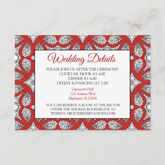 Kaart met details over het zwarte en rode Mandala  (Voorkant)