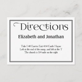 Kaart met details over zwarte en witte bruiloft