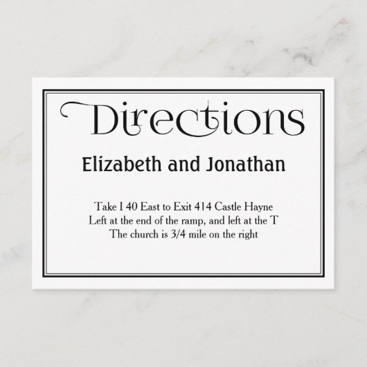 Kaart met details over zwarte en witte bruiloft (Voorkant)