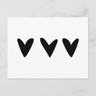 Kaart met drie schattige zwarte harten