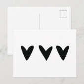 Kaart met drie schattige zwarte hartjes (Voorkant / Achterkant)