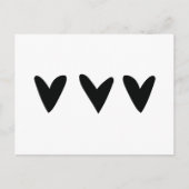 Kaart met drie schattige zwarte hartjes (Voorkant)