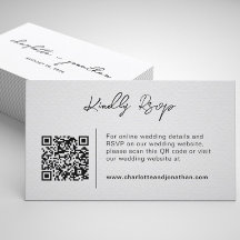 Kaart met dubbele naam QR Code Wedding RSVP Enclos