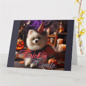 Kaart met een afdruk van een witte Pomeran (Gele Bloem)