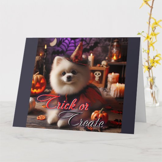 Kaart met een afdruk van een witte Pomeran (Gele Bloem)