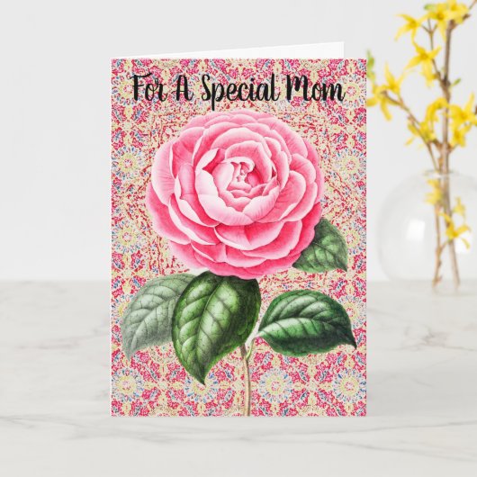 Kaart met één Roos patroonpatroon (Gele Bloem)