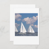 Kaart met envelop heeft zeilboten, witte zeilen (Voorkant / Achterkant)