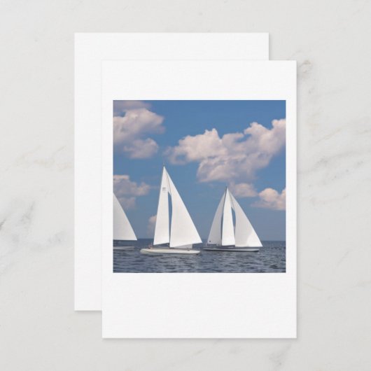 Kaart met envelop heeft zeilboten, witte zeilen (Voorkant / Achterkant)