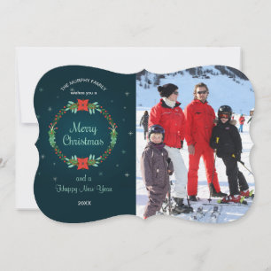 Kaart met feestelijke kerstfoto's