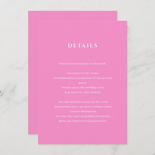 Kaart met gegevens over bruine bruiloft (Voorkant / Achterkant)