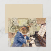 Kaart met gemengde media kat die piano speelt (Voorkant / Achterkant)