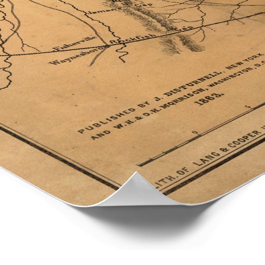  kaart met gevechten in de burgeroorlog in Marylan Poster (Hoek)