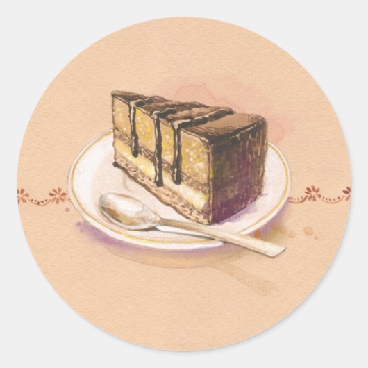 Kaart met geverfde waterverf cake ronde sticker (Voorkant)
