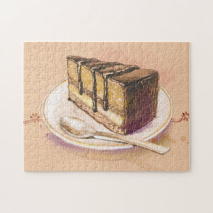 Kaart met geverfde waterverf taart legpuzzel