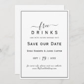 Kaart met 'Gratis drankjes' om de datum te reserve (Voorkant / Achterkant)