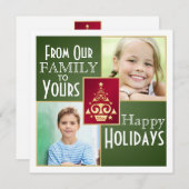 Kaart met groene, rode, gouden kerstboom (Voorkant / Achterkant)