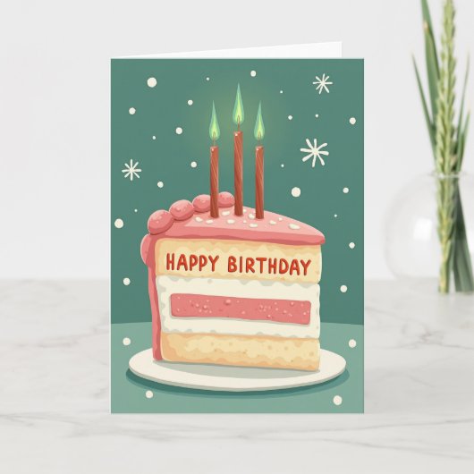 Kaart met groene vlam en cake plak (Voorkant)
