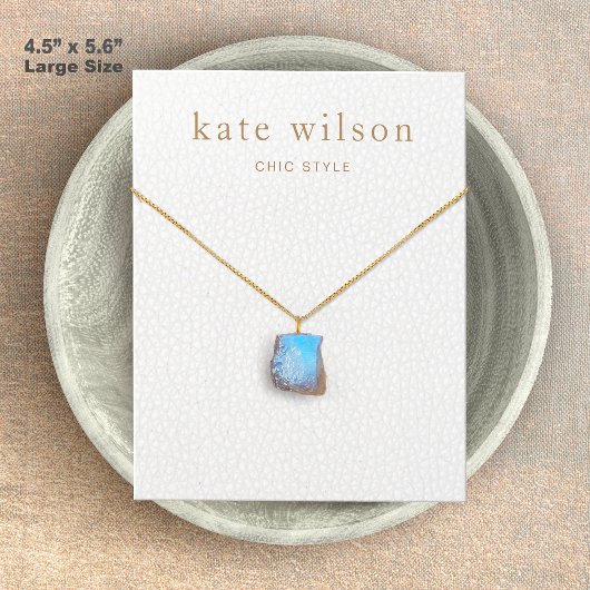 Kaart met groot wit leder (afbeelding)-Ketting