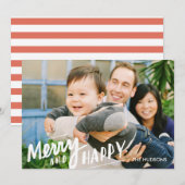 Kaart met handschrift Happy Holiday-fotokaart wit (Voorkant / Achterkant)