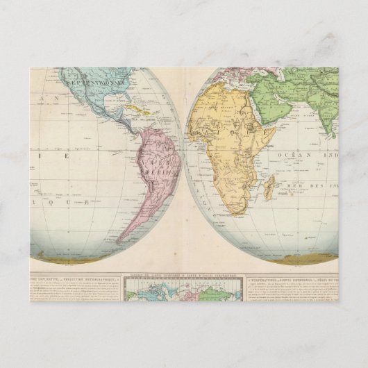 Kaart met het dubbele halfrond van het klimaat (Voorkant)