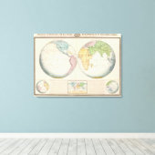 Kaart met het dubbele halfrond van het klimaat canvas afdruk (Insitu (Houten vloer))