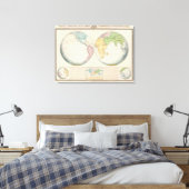 Kaart met het dubbele halfrond van het klimaat canvas afdruk (Insitu (Slaapkamer))