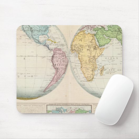 Kaart met het dubbele halfrond van het klimaat muismat (Met muis)