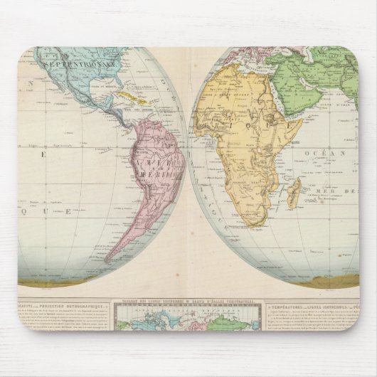 Kaart met het dubbele halfrond van het klimaat muismat (Voorkant)