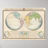 Kaart met het dubbele halfrond van het klimaat poster (Voorkant)