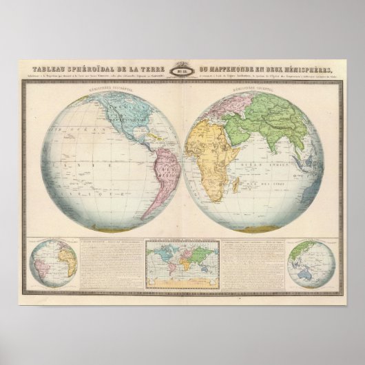 Kaart met het dubbele halfrond van het klimaat poster (Voorkant)