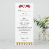 Kaart met het menu Lovevogels Weddenschappen (Staand voorkant)