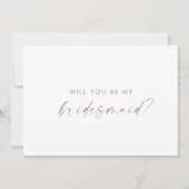Kaart met het moderne Roos Gold Script Bridesmaid- (Voorkant)